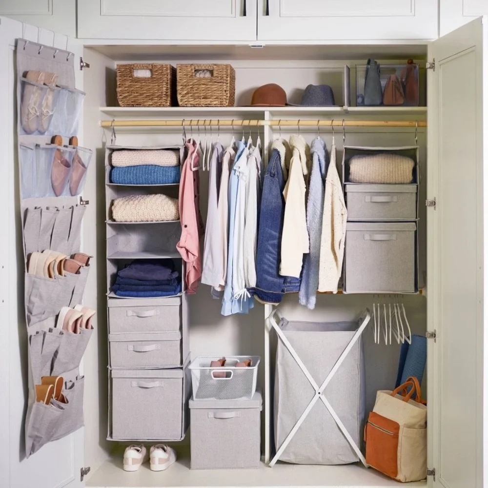 NWT Made By Design Gray Hanging Closet Organizer with Hooks